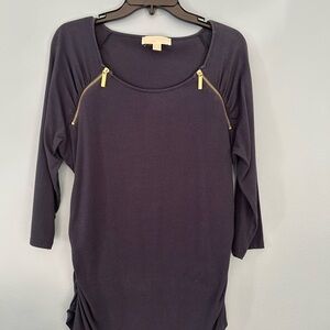 Michael Kors Navy Top with Gold Accents